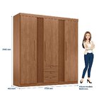 Guarda-roupa Aurora 03 Portas 3 Gavetas Jatoba