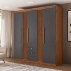 Guarda-roupa Aurora 03 Portas 3 Gavetas Jatobá/grafite