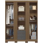 Guarda-roupa Aurora 03 Portas Com Pés Jatobá/grafite