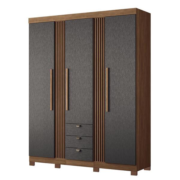 Guarda Roupa Aurora 3.3 Ripado 3 Portas E 3 Gavetas Com Pés -