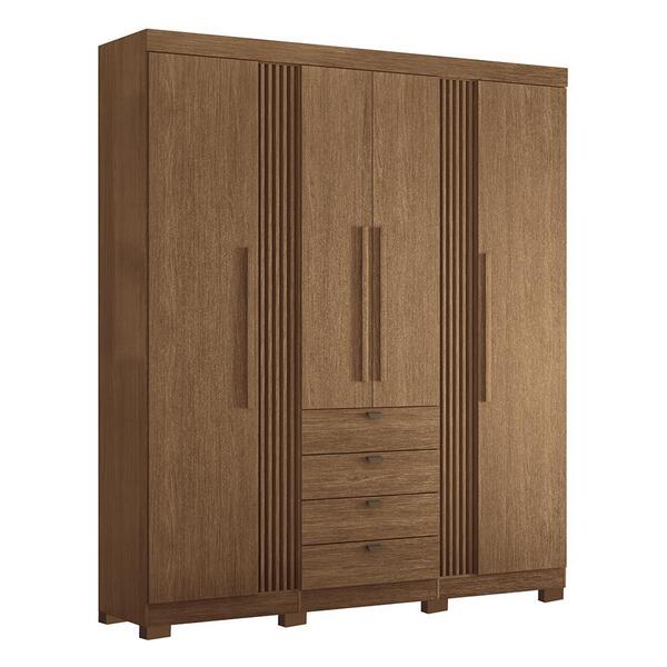 Guarda Roupa Aurora 4.4 Ripado 4 Portas E 4 Gavetas Com Pés -