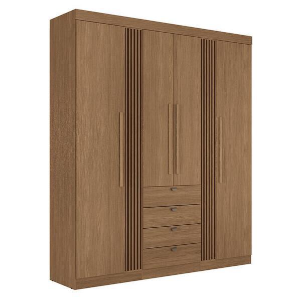 Guarda Roupa Aurora 4.4 Ripado 4 Portas E 4 Gavetas - Santos
