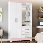 Guarda-roupa B64 02 Portas 03 Gavetas Briz - Branco/branco/ro