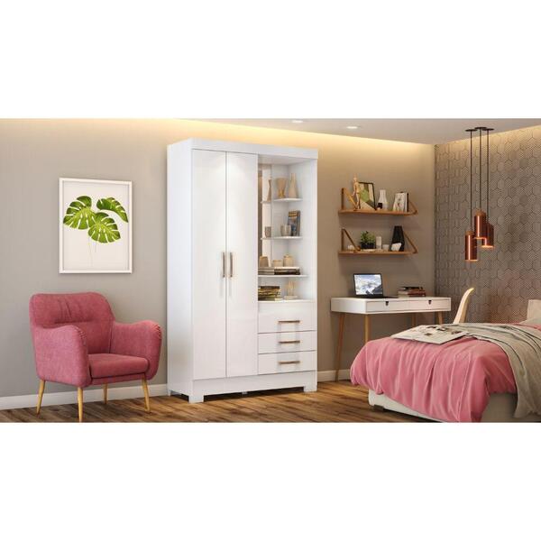Guarda-roupa B64 02 Portas 03 Gavetas Briz - Branco/branco/ro