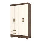 Guarda-roupa Be12 04 Portas 02 Gavetas Briz - Castanho/off Wh