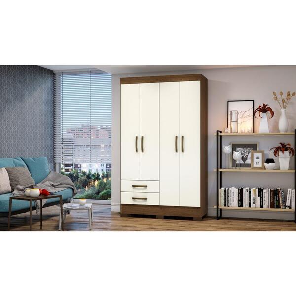 Guarda-roupa Be12 04 Portas 02 Gavetas Briz - Castanho/off Wh