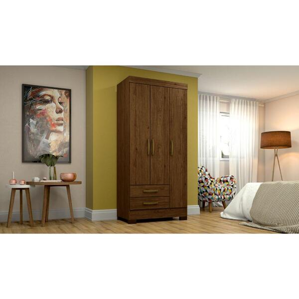 Guarda-roupa Be16 03 Portas 02 Gavetas Briz - Castanho
