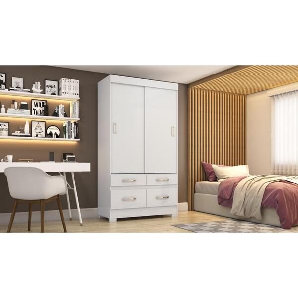 Guarda Roupa Be25 02 Portas 04 Gavetas - Briz - Branco/branco