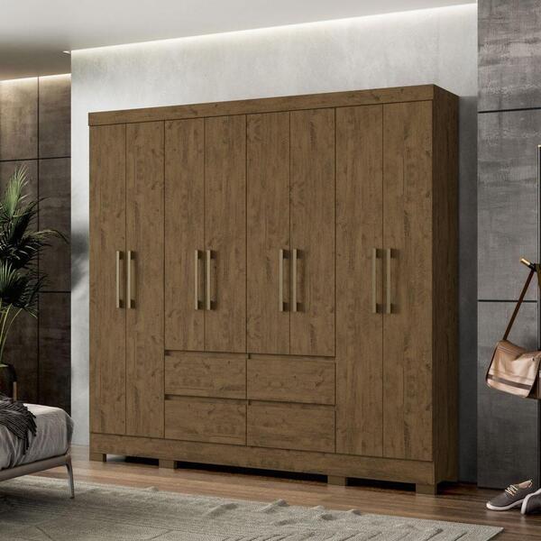 Guarda Roupa Belem 8 Portas 4 Gavetas Castanho Wood