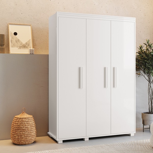 Guarda Roupa Belize 3 Portas 1 Gaveta Branco Camas Fênix Branco