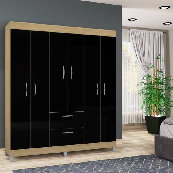 Guarda Roupa Berlim 6 Portas Damasco Preto Tana Decor