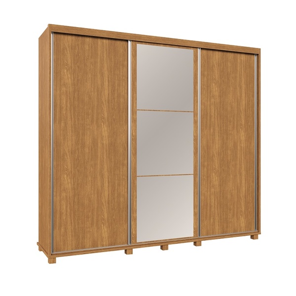 Guarda Roupa Berlin C/espelho 100% Mdf Porta De Correr Fênix