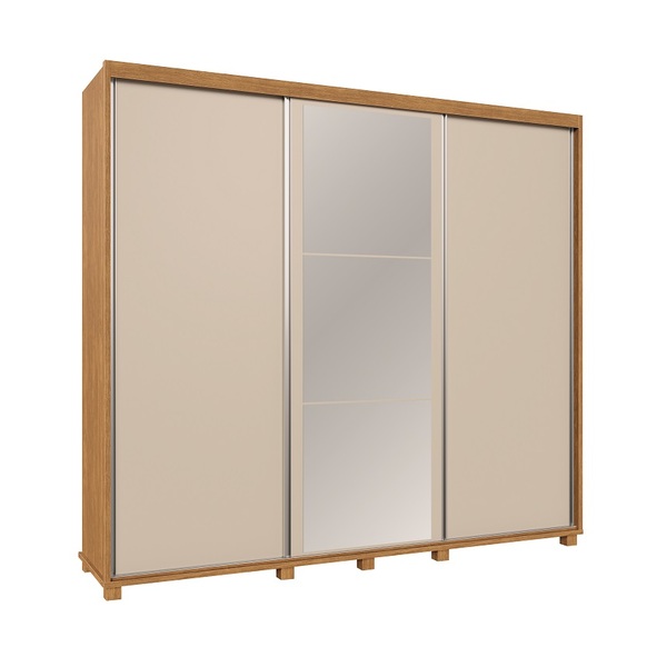 Guarda Roupa Berlin C/espelho Porta De Correr Pés Madeira Cin