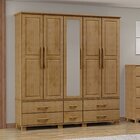 Guarda-roupa Bipartido 5 Portas 6 Gavetas 100% Madeira Maciça