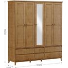 Guarda Roupa Bipartido 5 Portas 6 Gavetas Prata Freijo 2804f