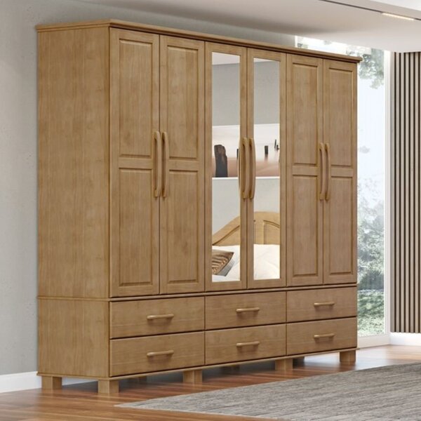 Guarda-roupa Bipartido 6 Portas 6 Gavetas 100% Madeira Maciça