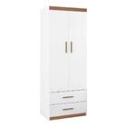 Guarda Roupa Branco Amadeirado Infantil 2 Portas 2 Gavetas Ca