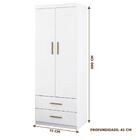 Guarda Roupa Branco Infantil 2 Portas 2 Gavetas Caio Shop Jm