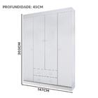 Guarda Roupa Branco Infantil 4 Portas 2 Gavetas 100% Mdf Edua