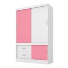 Guarda Roupa Brindisi Branco/rosa/branco