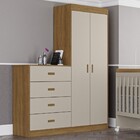 Guarda-roupa C/ Cômoda Infantil 2 Portas 4 Gavetas 100% Mdf N