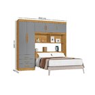 Guarda Roupa Cabeceira Casal 5 Portas 3 Gavetas Cancun Cinza/