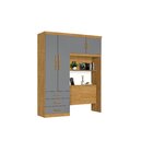 Guarda Roupa Cabeceira Solteiro 4 Portas 3 Gavetas Cancun Nat