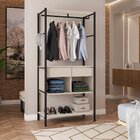 Guarda-roupa Cabideiro 2 Gavetas Nichos Prateleiras Aço Carbo