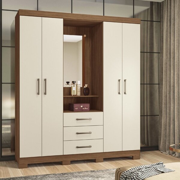 Guarda-roupa Caiobá 4 Portas 3 Gavetas Com Espelho E Pés Jato