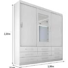 Guarda Roupa Cairo 3 Portas 9 Gavetas Com Espelho Branco