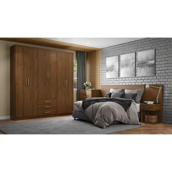 Guarda-roupa Caju 06 Portas 03 Gavetas - Henn - Castanho