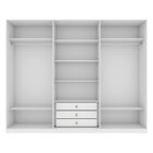 Guarda-roupa Caleb 246cm 3 Portas 3 Gavetas 7 Prateleiras 1 P