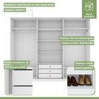 Guarda-roupa Caleb 276cm 3 Portas 3 Gavetas 7 Prateleiras Bra