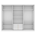 Guarda-roupa Caleb 276cm 3 Portas 3 Gavetas 9 Prateleiras Bra