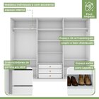 Guarda-roupa Caleb 276cm 3 Portas 3 Gavetas 9 Prateleiras Bra