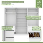 Guarda-roupa Caleb 276cm 3 Portas 6 Gavetas 6 Prateleiras Sup