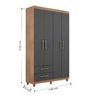 Guarda Roupa Canadá 4 Portas Amêndoa Chumbo