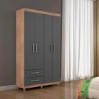 Guarda Roupa Canadá 4 Portas Amêndoa Chumbo