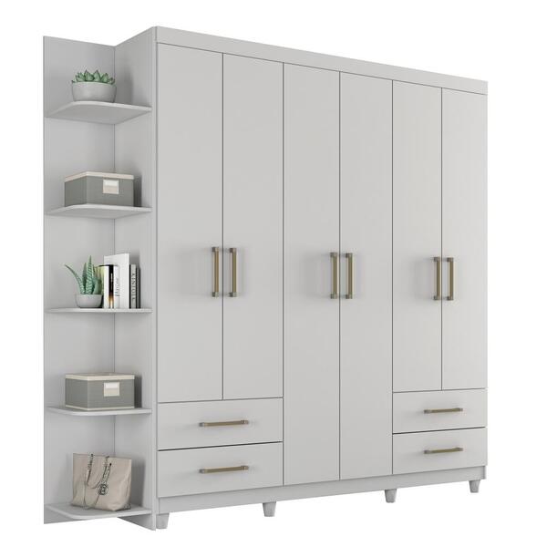 Guarda Roupa Canadá 6 Portas Cantoneira Branco