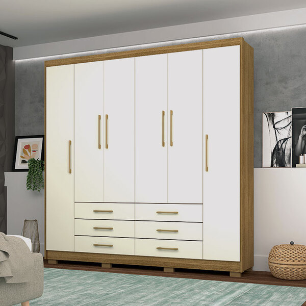 Guarda Roupa Canadá 6 Portas E 6 Gavetas Nature/champanhe - V