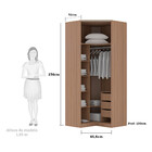 Guarda Roupa Canto Closet Sem Portas 3 Gavetas, Cabideiro, 4
