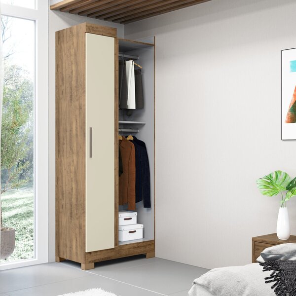 Guarda-roupa Canto Reto Com Pés Paris Ipê Tex/ Off White