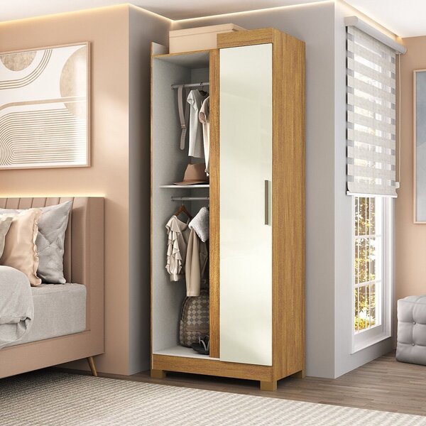 Guarda-roupa Canto Reto Paris Com Pés Espresso Móveis Cinamom