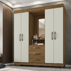 Guarda Roupa Capadócia C/ 4 Portas E Espelho Freijó/cinza Cri