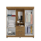 Guarda Roupa Capadócia C/ 4 Portas E Espelho Freijó/cinza Cri