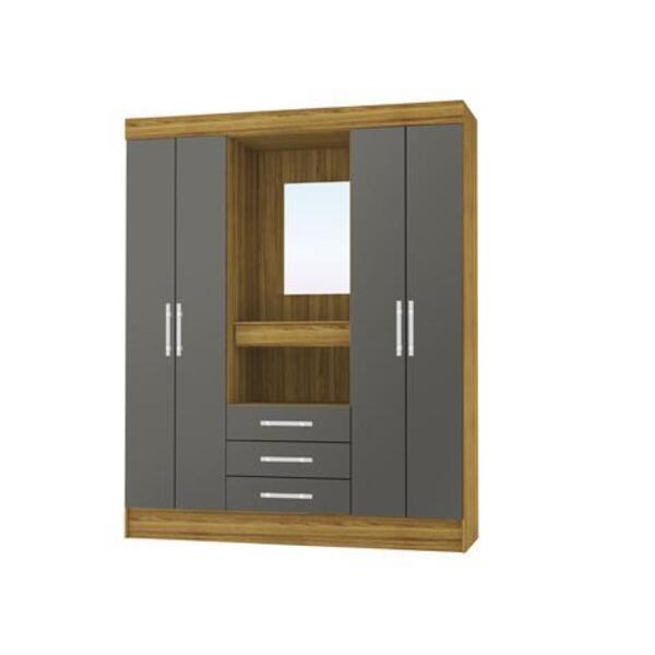 Guarda Roupa Capelinha 4 Portas Fortaleza Nature/alasca - Vlr