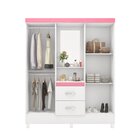 Guarda Roupa Capelinha 4 Portas Lord  Móveis Branco/rosa