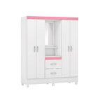 Guarda Roupa Capelinha 4 Portas Lord  Móveis Branco/rosa