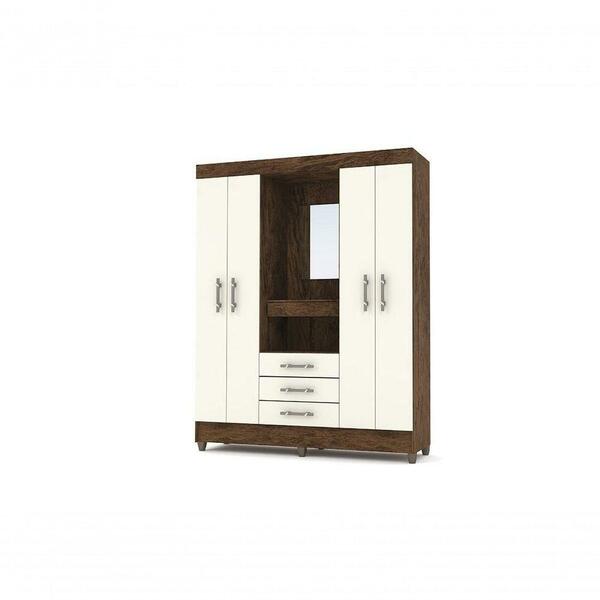 Guarda Roupa Capelinha Fortaleza Imbuia Rustico/champanhe