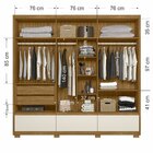 Guarda-roupa Casa 6 Portas 3 Gavetões 2 Gavetas Internas Com
